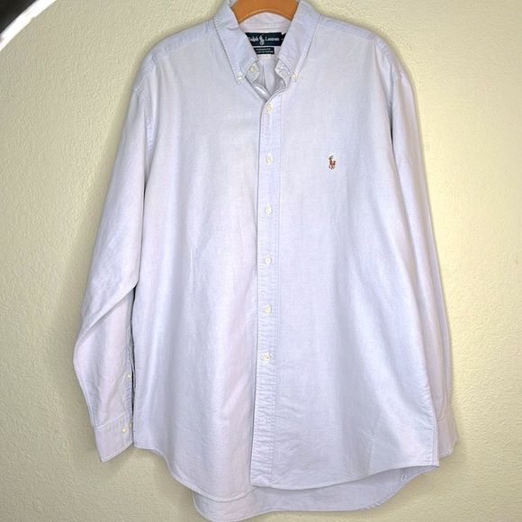 VTG Polo Ralph Lauren Yarmouth Pale Lilac Oxford Button Down Mens 16 1/2 x 34-35 - Picture 10 of 11